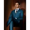 imageWULFUL Mens Slim Fit Suit One Button 3Piece Blazer Dress Business Wedding Party Jacket Vest ampamp PantTeal Blue