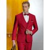 imageWULFUL Mens Slim Fit Suit One Button 3Piece Blazer Dress Business Wedding Party Jacket Vest ampamp PantWine Red