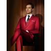 imageWULFUL Mens Slim Fit Suit One Button 3Piece Blazer Dress Business Wedding Party Jacket Vest ampamp PantWine Red