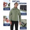imageWULFUL Mens Softshell Jacket Waterproof Lightweight Insulated Windbreaker Fleece Lined Rain Shell Jacket for Hiking TravelArmy Green