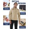 imageWULFUL Mens Softshell Jacket Waterproof Lightweight Insulated Windbreaker Fleece Lined Rain Shell Jacket for Hiking TravelKhaki
