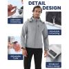 imageWULFUL Mens Softshell Jacket Waterproof Lightweight Insulated Windbreaker Fleece Lined Rain Shell Jacket for Hiking TravelLight Grey