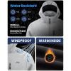 imageWULFUL Mens Softshell Jacket Waterproof Lightweight Insulated Windbreaker Fleece Lined Rain Shell Jacket for Hiking TravelLight Grey