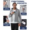 imageWULFUL Mens Softshell Jacket Waterproof Lightweight Insulated Windbreaker Fleece Lined Rain Shell Jacket for Hiking TravelLight Grey