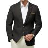 imageWULFUL Mens Sport Coats Blazers Linen Cotton Blazer Regular Fit One Button Suit Jacket with 2 PocketsBlack