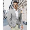 imageWULFUL Mens Sport Coats Blazers Linen Cotton Blazer Regular Fit One Button Suit Jacket with 2 PocketsGrey
