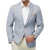 imageWULFUL Mens Sport Coats Blazers Linen Cotton Blazer Regular Fit One Button Suit Jacket with 2 PocketsLight Blue