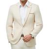 imageWULFUL Mens Sport Coats Blazers Linen Cotton Blazer Regular Fit One Button Suit Jacket with 2 PocketsWhite