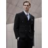 imageWULFUL Mens Suits Slim Fit 2 Piece Double Breasted Suit Men Tuxedo Blazer Jacket and Dress Pants Set for Business WeddingBlack