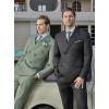imageWULFUL Mens Suits Slim Fit 2 Piece Double Breasted Suit Men Tuxedo Blazer Jacket and Dress Pants Set for Business WeddingDark Grey