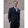 imageWULFUL Mens Suits Slim Fit 2 Piece Double Breasted Suit Men Tuxedo Blazer Jacket and Dress Pants Set for Business WeddingDeep Navy