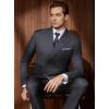 imageWULFUL Mens Suits Slim Fit 2 Piece Double Breasted Suit Men Tuxedo Blazer Jacket and Dress Pants Set for Business WeddingGrey