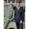 imageWULFUL Mens Suits Slim Fit 2 Piece Double Breasted Suit Men Tuxedo Blazer Jacket and Dress Pants Set for Business WeddingSage Green