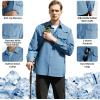 imageWULFUL Mens Sun Protection Fishing Shirts UPF 50 UV Lightweight Quick Dry Cooling Button Down Shirts for Work Hiking SafariBlue