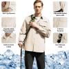 imageWULFUL Mens Sun Protection Fishing Shirts UPF 50 UV Lightweight Quick Dry Cooling Button Down Shirts for Work Hiking SafariKhaki