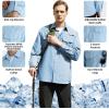imageWULFUL Mens Sun Protection Fishing Shirts UPF 50 UV Lightweight Quick Dry Cooling Button Down Shirts for Work Hiking SafariLight Blue