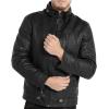 imageWULFUL Mens Vintage Stand Collar Leather Jacket Motorcycle PU Jacket and CoatBlack 2