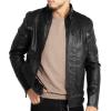 imageWULFUL Mens Vintage Stand Collar Leather Jacket Motorcycle PU Jacket and CoatBlack