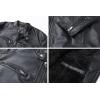 imageWULFUL Mens Vintage Stand Collar Leather Jacket Motorcycle PU Jacket and CoatBlack8806