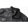 imageWULFUL Mens Vintage Stand Collar Leather Jacket Motorcycle PU Jacket and CoatBlack8833