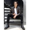 imageWULFUL Mens Vintage Stand Collar Leather Jacket Motorcycle PU Jacket and CoatBrown 1