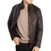 imageWULFUL Mens Vintage Stand Collar Leather Jacket Motorcycle PU Jacket and CoatBrown 2