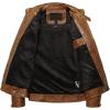 imageWULFUL Mens Vintage Stand Collar Leather Jacket Motorcycle PU Jacket and CoatKhaki 1