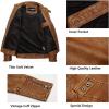 imageWULFUL Mens Vintage Stand Collar Leather Jacket Motorcycle PU Jacket and CoatKhaki 1