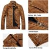 imageWULFUL Mens Vintage Stand Collar Leather Jacket Motorcycle PU Jacket and CoatKhaki 1