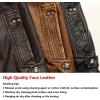 imageWULFUL Mens Vintage Stand Collar Leather Jacket Motorcycle PU Jacket and CoatKhaki 1
