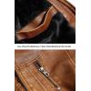 imageWULFUL Mens Vintage Stand Collar Leather Jacket Motorcycle PU Jacket and CoatKhaki 2