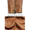 imageWULFUL Mens Vintage Stand Collar Leather Jacket Motorcycle PU Jacket and CoatKhaki 2