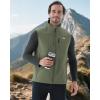 imageWULFUL Mens Windproof Lightweight Golf Vest Outerwear with Pockets Softshell Sleeveless Jacket for Running Hiking SportsArmy Green