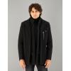 imageWULFUL Mens Wool Blend Winter Coat Slim Fit Short Trenchcoat Warm Business Jacket with Detachable Soft Wool ScarfBlack1718