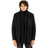 imageWULFUL Mens Wool Blend Winter Coat Slim Fit Short Trenchcoat Warm Business Jacket with Detachable Soft Wool ScarfBlack1718