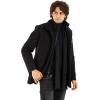 imageWULFUL Mens Wool Blend Winter Coat Slim Fit Short Trenchcoat Warm Business Jacket with Detachable Soft Wool ScarfBlack1718