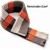 imageWULFUL Mens Wool Blend Winter Coat Slim Fit Short Trenchcoat Warm Business Jacket with Detachable Soft Wool ScarfGrey 01