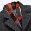 imageWULFUL Mens Wool Blend Winter Coat Slim Fit Short Trenchcoat Warm Business Jacket with Detachable Soft Wool ScarfGrey 01