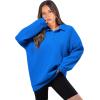imageWULFUL Sweatshirts for Women Ribbed Corduroy Pullover Hoodies Fall Outfits 2024 Winter ClothesBlue