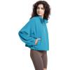 imageWULFUL Womens Full Zip Cropped Sweatshirt Long Sleeve Stand Collar Casual Jacket ShortTurquoise