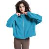 imageWULFUL Womens Full Zip Cropped Sweatshirt Long Sleeve Stand Collar Casual Jacket ShortTurquoise