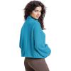 imageWULFUL Womens Full Zip Cropped Sweatshirt Long Sleeve Stand Collar Casual Jacket ShortTurquoise