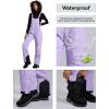 imageWULFUL Womens Insulated Snow Bibs Waterproof Winter Ski Pants Snowboarding OverallsPurple