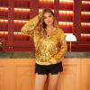 imageWULFUL Womens Sequin Jackets Sparkly Glitter Long Sleeve Front Zip Bomber Blazers Party CostumeGoldsliver