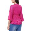 imageWULFUL Womens Sequin Tops Sparkly VNeck Split 34 Sleeve Wrap Peplum Top Party Club Night Out Disco Cocktail ShirtsRose Red