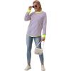 imageWULFUL Womens Striped Long Sleeve Tops Oversized Sweatshirt 2024 Fall Crewneck Casual Loose TShirts with Thumb HolesBlue Pink