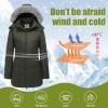 imageWULFUL Womens Winter Coats Long Warm Thicken Puffer Jackets Outwear With Removable Fur HoodArmy Green