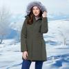 imageWULFUL Womens Winter Coats Long Warm Thicken Puffer Jackets Outwear With Removable Fur HoodArmy Green