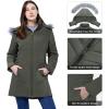 imageWULFUL Womens Winter Coats Long Warm Thicken Puffer Jackets Outwear With Removable Fur HoodArmy Green