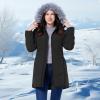imageWULFUL Womens Winter Coats Long Warm Thicken Puffer Jackets Outwear With Removable Fur HoodBlack